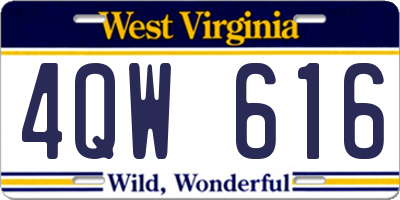 WV license plate 4QW616