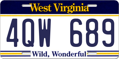 WV license plate 4QW689
