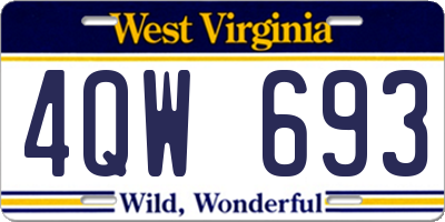 WV license plate 4QW693
