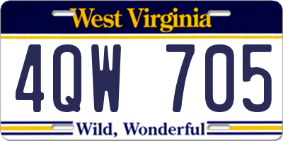 WV license plate 4QW705