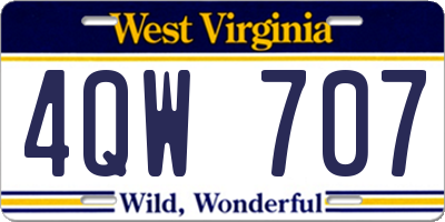 WV license plate 4QW707
