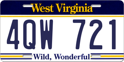 WV license plate 4QW721