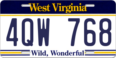 WV license plate 4QW768