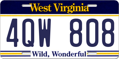 WV license plate 4QW808