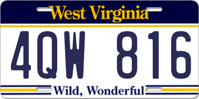 WV license plate 4QW816
