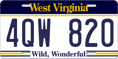 WV license plate 4QW820