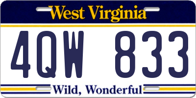 WV license plate 4QW833