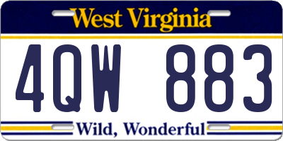 WV license plate 4QW883