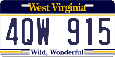 WV license plate 4QW915