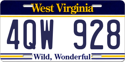 WV license plate 4QW928