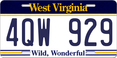 WV license plate 4QW929