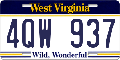 WV license plate 4QW937