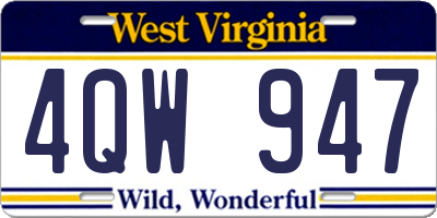 WV license plate 4QW947