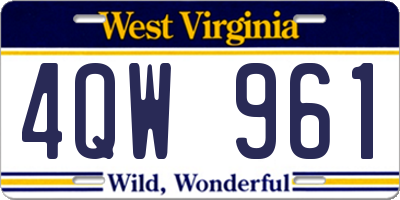 WV license plate 4QW961