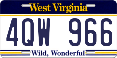 WV license plate 4QW966
