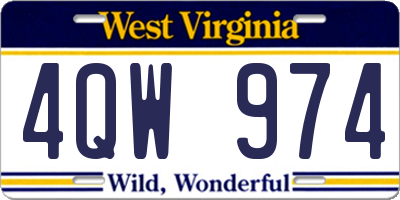 WV license plate 4QW974