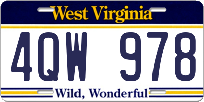 WV license plate 4QW978