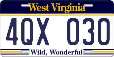WV license plate 4QX030