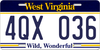 WV license plate 4QX036