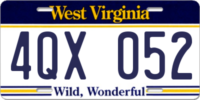 WV license plate 4QX052