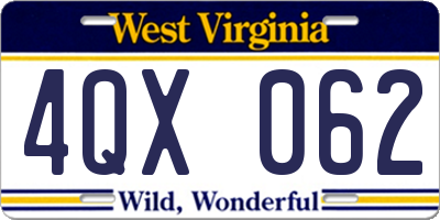 WV license plate 4QX062