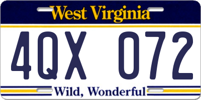 WV license plate 4QX072