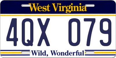WV license plate 4QX079