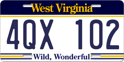 WV license plate 4QX102