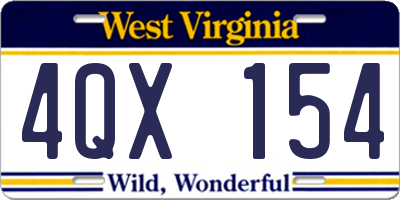 WV license plate 4QX154