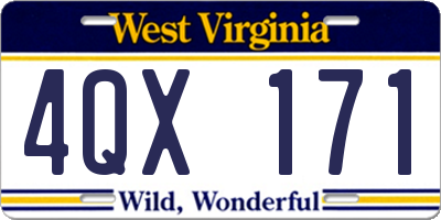 WV license plate 4QX171