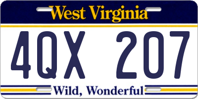 WV license plate 4QX207