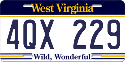WV license plate 4QX229