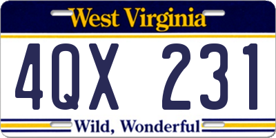 WV license plate 4QX231
