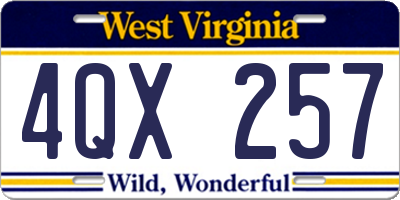 WV license plate 4QX257