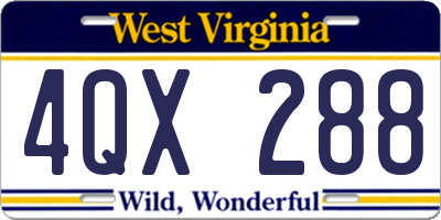 WV license plate 4QX288