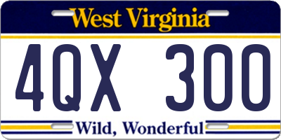 WV license plate 4QX300