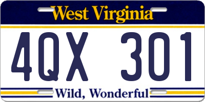 WV license plate 4QX301