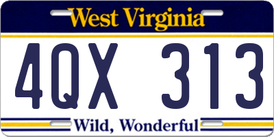 WV license plate 4QX313
