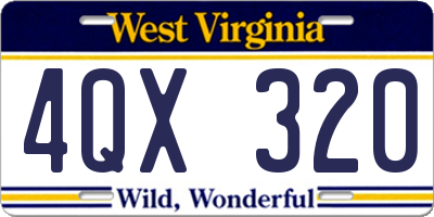 WV license plate 4QX320