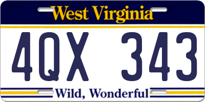 WV license plate 4QX343