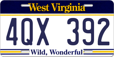 WV license plate 4QX392