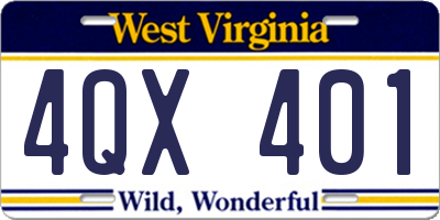 WV license plate 4QX401
