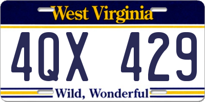 WV license plate 4QX429