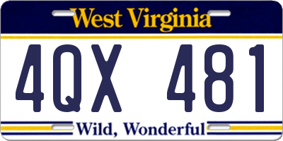 WV license plate 4QX481