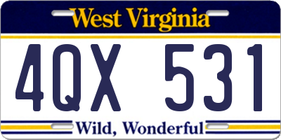 WV license plate 4QX531