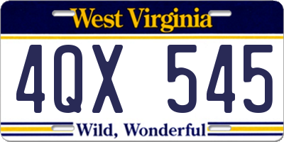 WV license plate 4QX545