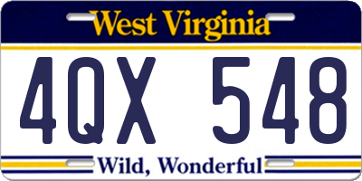 WV license plate 4QX548