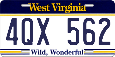 WV license plate 4QX562