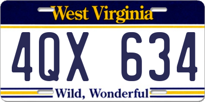 WV license plate 4QX634