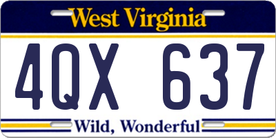 WV license plate 4QX637